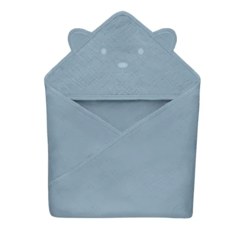 Prosop de baie Lionelo Muslin Hooded Towel Grey Sky, 80x80 cm