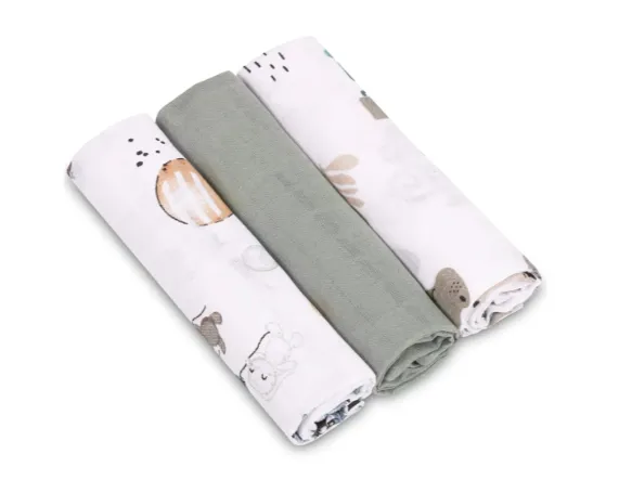 Pelinci din muselina Sensillo Grey Woodland (60x80 cm), 3 buc.