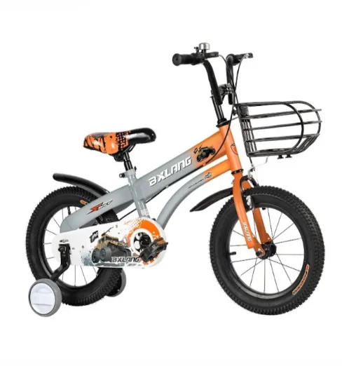 Bicicletă pentru copii cu 4 roți, 16 inch, portocalie, cod 2304D