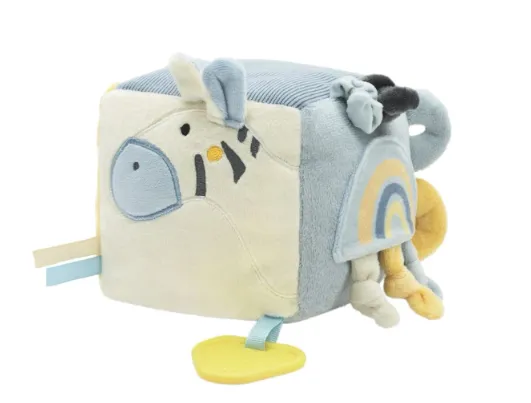 Jucărie de pluș KikkaBoo Cube Stripy Friends, 12x12 cm