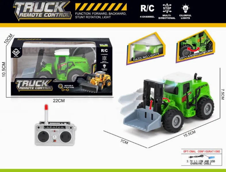 Excavator cu telecomandă, cu lumină, baterie verde 6182M