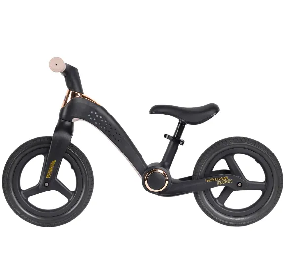 Bicicletă fără pedale pentru copii, 12′ pliabilă, cu lumini LED, neagră (41687)