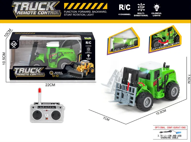 Stivuitor cu telecomandă, cu lumină, baterie verde 6182L