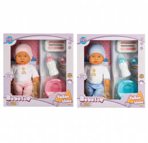 Păpușa BEBELOU LA TOALETĂ: BĂUTĂ ȘI UDAȚI, PLÂNGEȚI ȘI RÂDEȚI. 2 ANI. 32 CM. S01030141