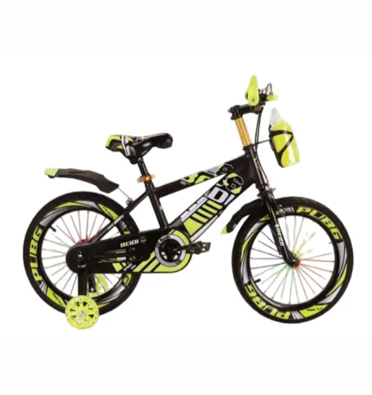 Bicicletă pentru copii cu 4 roți, 18 inch, galbenă, cod 2292D