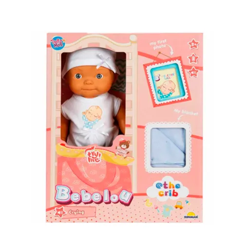 Păpușa BEBELOU BEBELUȘ CU BINE AȚI VENIT, PLÂNGEȘTE, 2 LITERE, 30 CM. S01005683