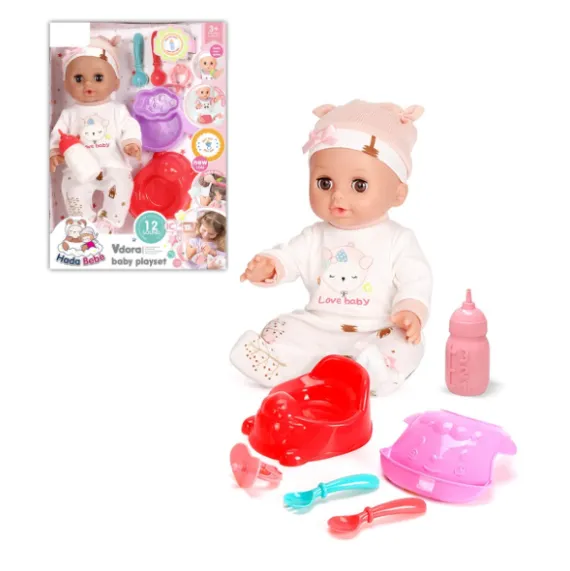 Set de joacă „Păpușă vorbitoare în costumaș roz cu accesorii”