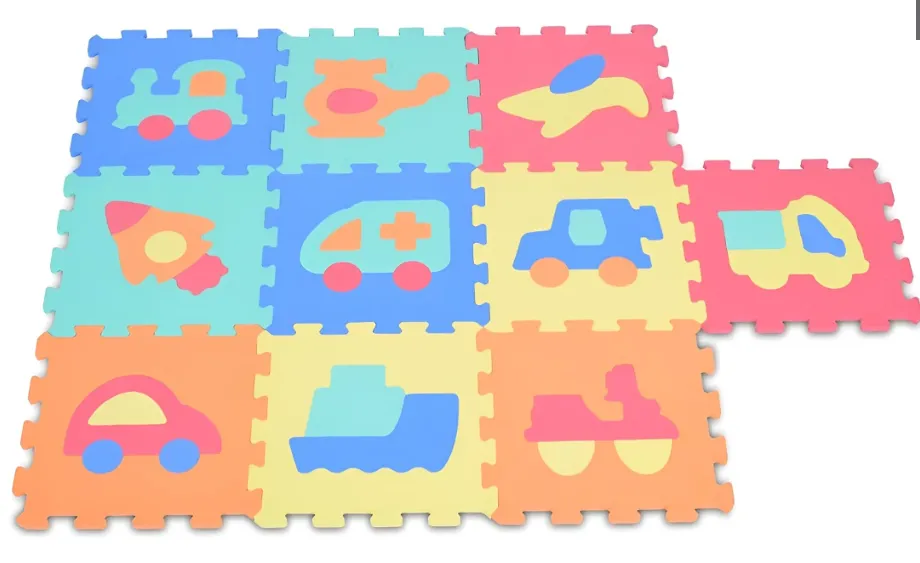 Covoraş pentru copii Moni Puzzle Vehicles Multicolor, 32x32 cm, 10 buc.