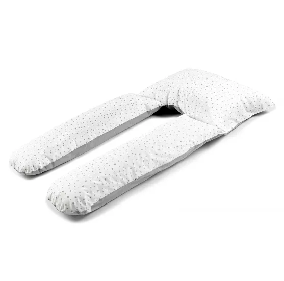 Pernă pentru gravide PM forma-T cu față de pernă Stele Gri, 140 cm