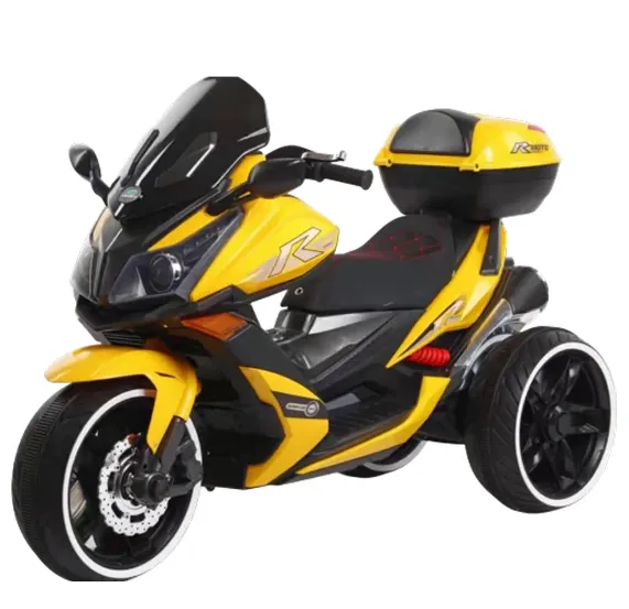 Motocicletă electrică pentru copii cu stație walkie-talkie, galbenă (23451)