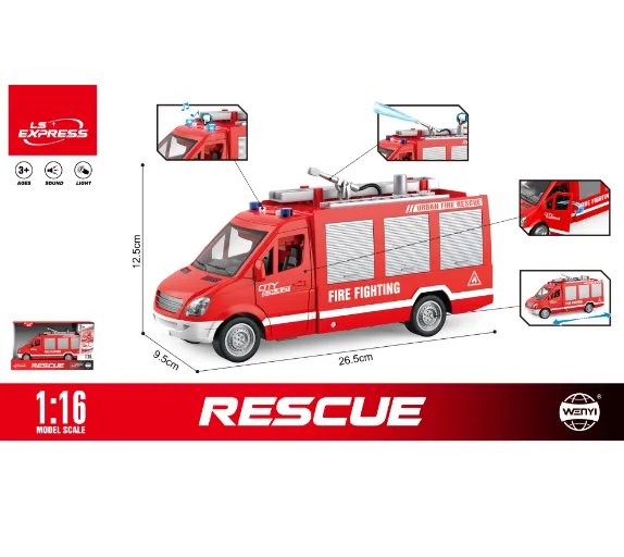 Autospeciala pompieri cu inertie cu pompa de apa (lumini / sunete) WY595A
