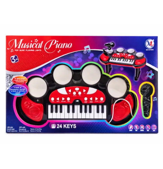 Pian electronic cu microfon, lumină, sunet, cod 990050