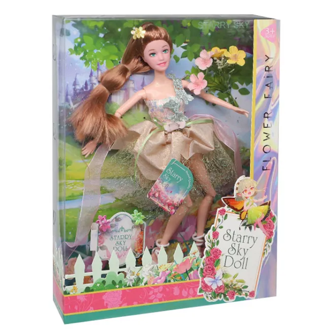 Păpușă în rochie de bal și flori artificiale, 29 cm, cod 832035
