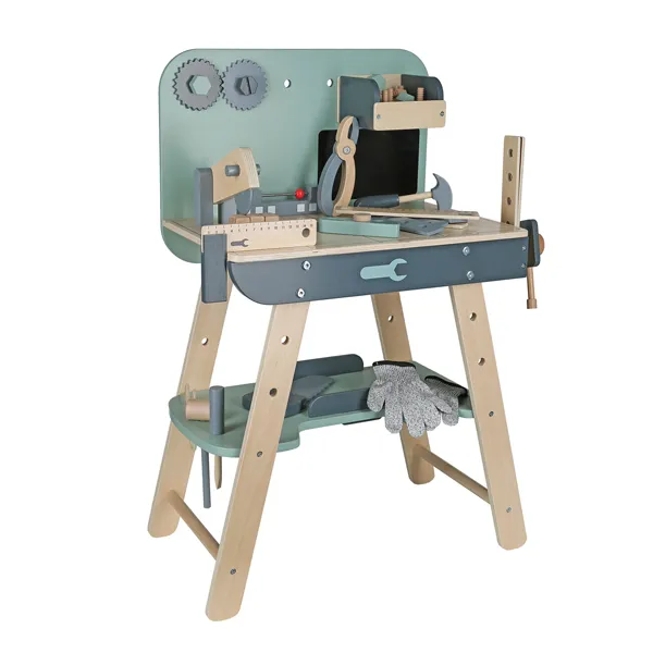 Masa de lemn pentru copii cu unelte, turcoaz W03D246