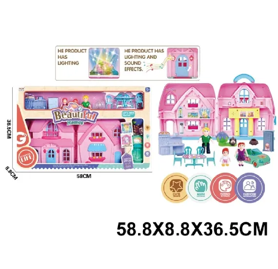 Casuta pentru papusi in set cu accesorii,cu lumini (76193)