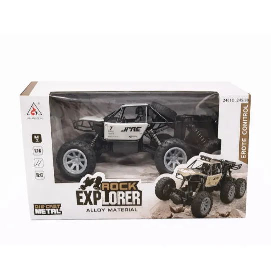 Mașină Rock Crawler 1:18, 6 roți, cu telecomanda, metal, argintie, cod 2401D
