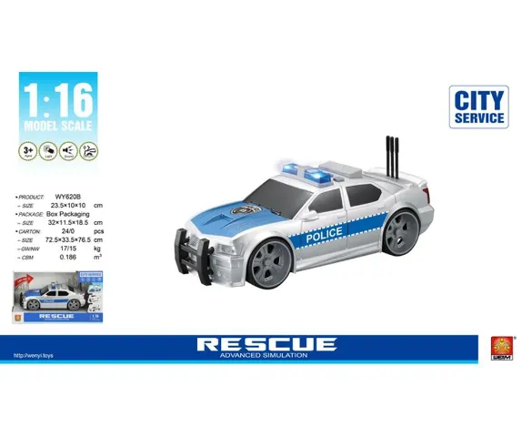 Mașină de poliție cu inertie (lumini /sunete) WY620B