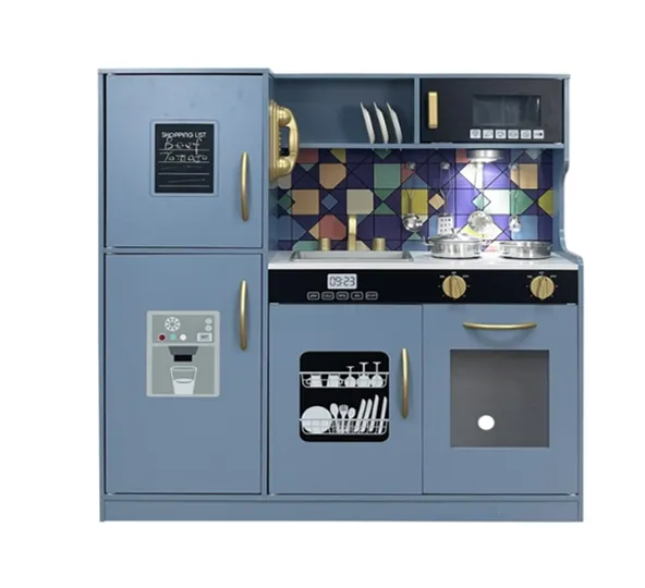 Bucătărie din lemn cu accesorii și funcții 80*23.7*80cm, Albastru W10C955