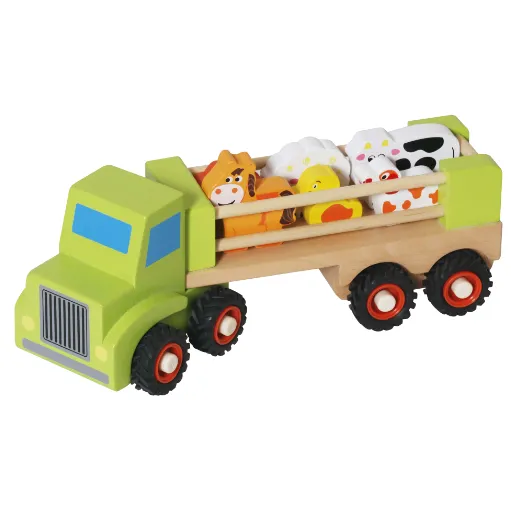 Mașină din lemn cu animale „Fermă”, W04A688