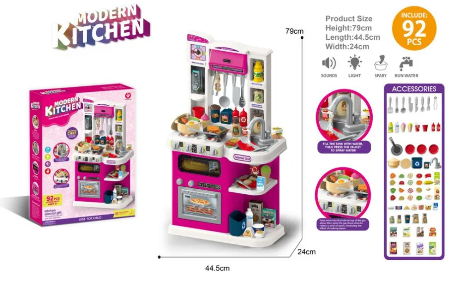 Jocuri de rol. Mini bucătărie multifuncțională cu vase și accesorii, 922-177