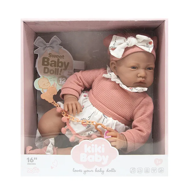Păpușă Kiki Baby 40 cm din vinil cu suzetă, cod 732040