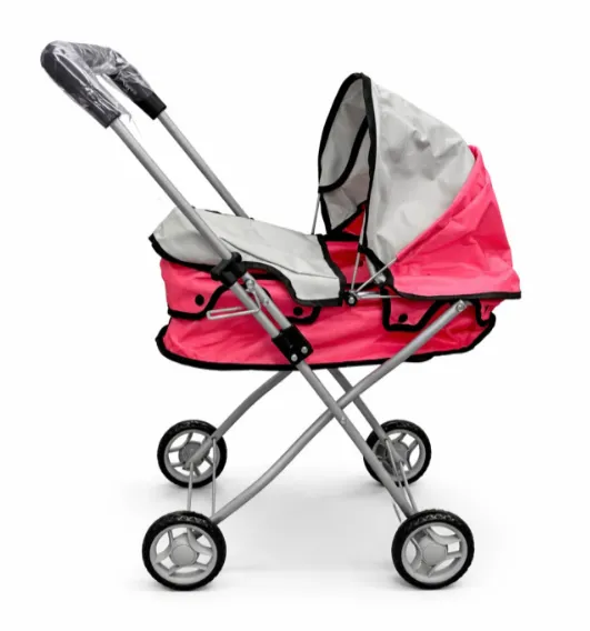 Carucior pentru papusi, roz-gri, cod 10016a