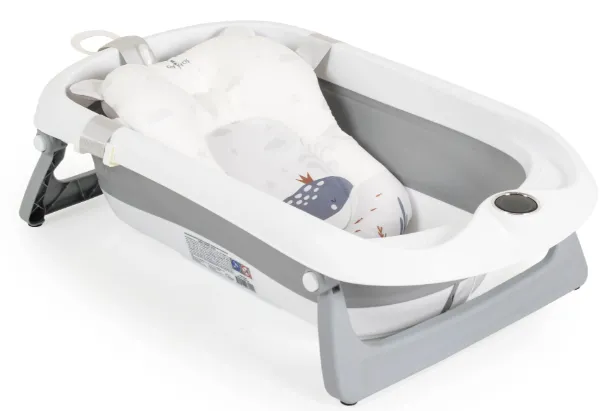 Set cădiță pliabilă cu termometru Moni Balena Grey, 5 piese