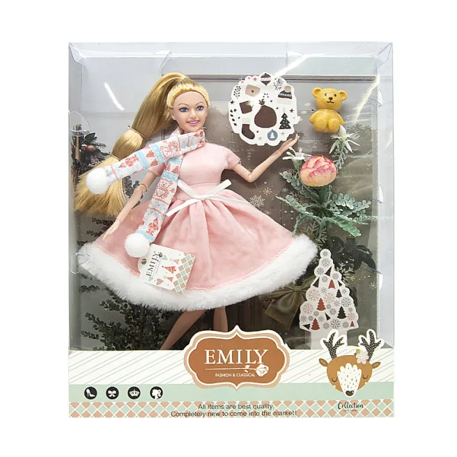 Papusa Emily 30 cm, in rochie de iarna, cod 672036