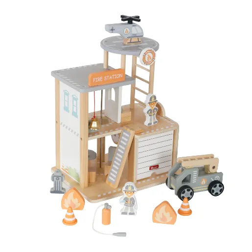 Statie de pompieri din lemn cu accesorii W04B128