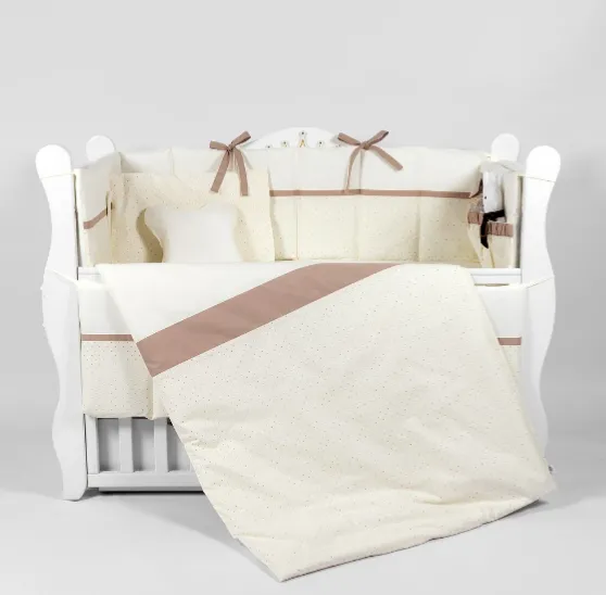 Lenjerie de pătuț 8 piese PM Renaissance Buline Ivory