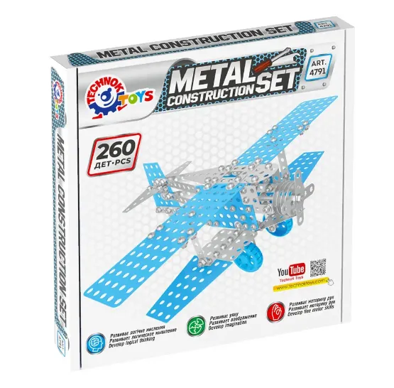 Constructor din metal „Avion biplan” 260 elemente