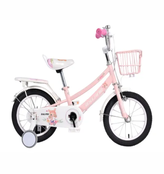 Bicicletă pentru copii cu 4 roți, 18 inch, roz, cod 2296D
