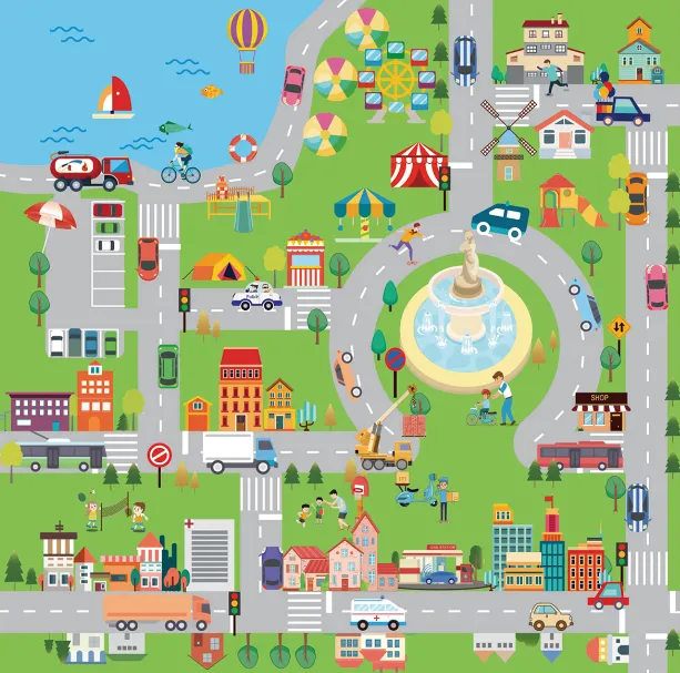 Puzzle de podea, 4 buc., „Oraș”, KTPT007