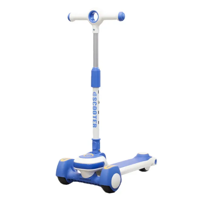 Trotinetă pentru copii pliabilă cu roți luminoase, albastru
