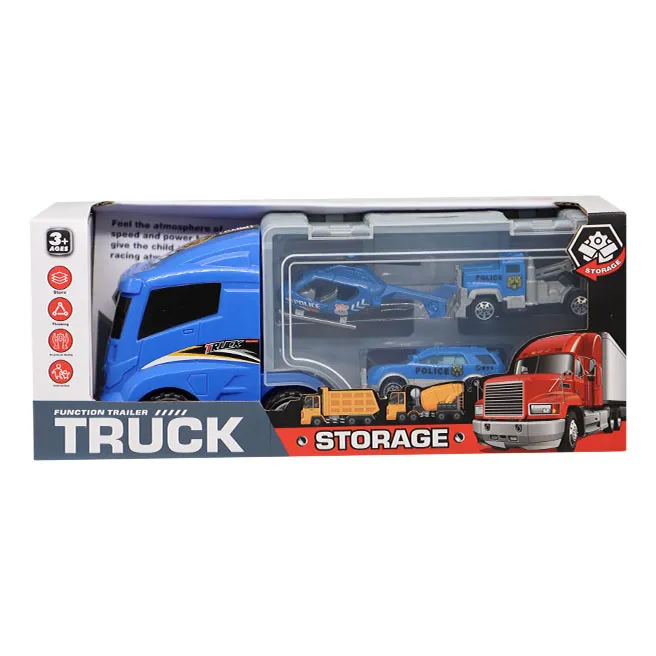 Camion cu 3 mașini în set, albastru, cod 902046