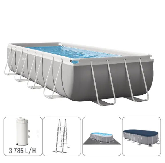INTEX Piscină PRISM FRAME RECTANGULAR 488x244x107cm, 10874L, cadru metalic, cu pompă de filtrare
