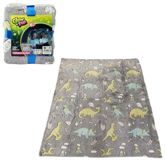 Pătură pentru copii care luminează în întuneric, cu dinozauri
