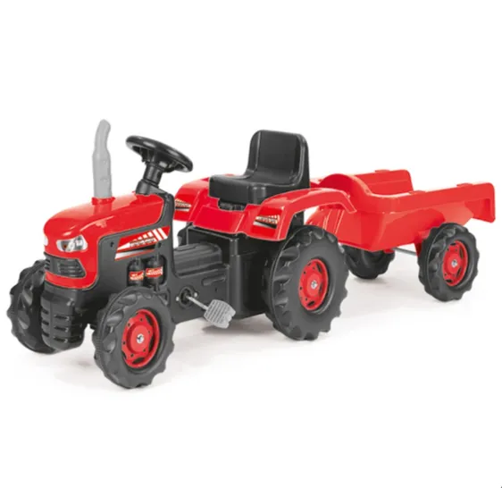 Tractor cu pedale și remorcă roșu, Dolu (8153)
