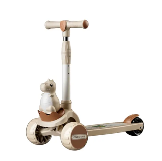 Trotinetă pentru copii cu 3 roți luminoase, platformă cu lumini și muzică, bej, RTM Scooter (89358)