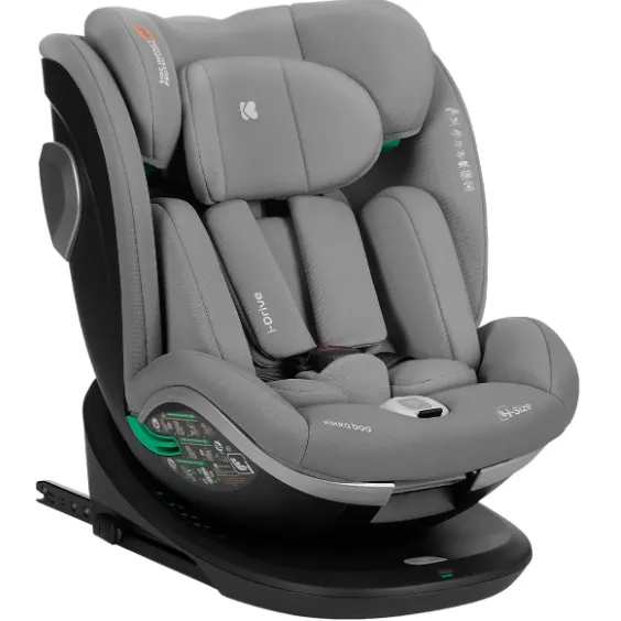 Scaun auto 40-150 cm (i-Size) Isofix KikkaBoo i-Drive Light Grey, rotativ 360