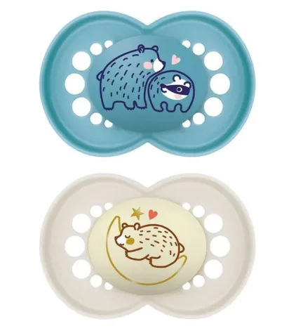 Suzeta ortodontica din silicon MAM Original Day and Night Planet Love Boy (6+ luni), 2 buc.