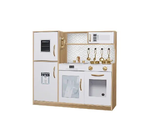 Bucătărie din lemn cu accesorii și funcții, 80*23,7*80 cm, alb/bej, W10C970