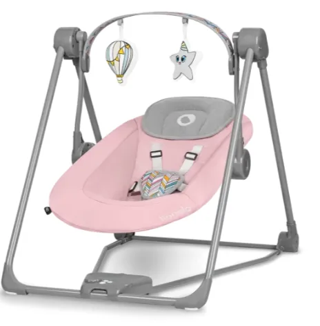 Sezlong-balansoar Lionelo Otto Cozy Pink Baby