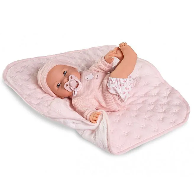 Păpușă interactivă Bimba în păturică roz 37 cm, cod 1172D