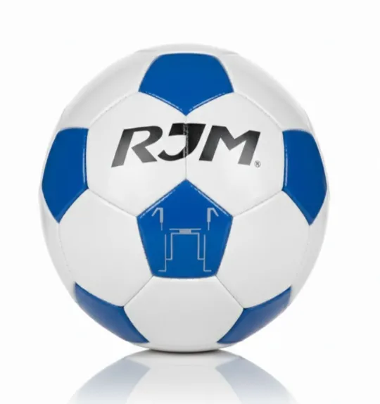 Minge de fotbal Size 5, cusută la mașină, albastru-alb, cod 2122D.