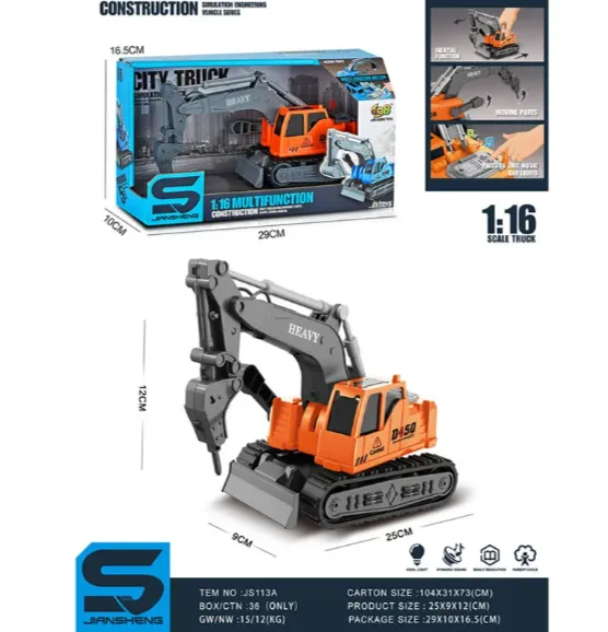 MASINA EXCAVATOR CU SUNET SI LUMINI (INSTRUCTIUNE IN ROMANA) 72102