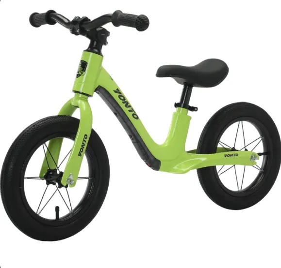Bicicletă fără pedale pentru copii, 12′ cu lumini LED, verde (97163)