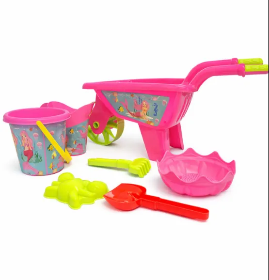 Set de plaja cu carucior si galetusa, roz, 7 piese, cod 972076 Set de plaja cu carucior si galetusa, roz, 7 piese, cod 972076