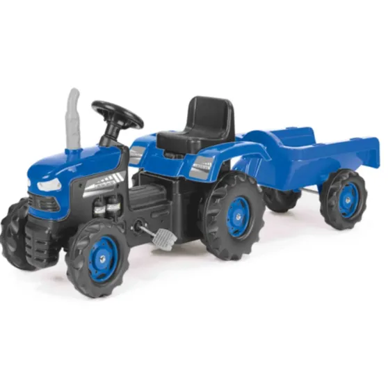 Tractor cu pedale și remorcă albastru, Dolu (8253)